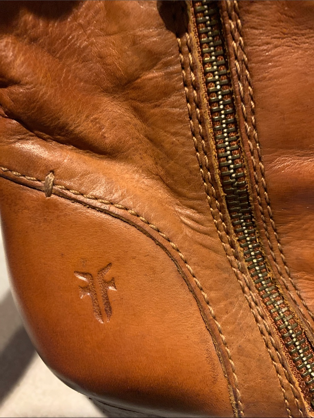 Frye Cognac Leather Pointed-Toe Ankle Booties Size 9 - Picture 6 of 14